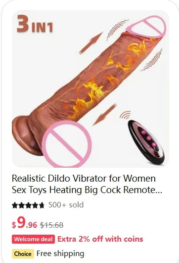 Erotic Dildo Telescopic Vibrator Female Vagina Penetration Realistic Large Penis Anal Plug With Female Sex Toys Heated Thruster
