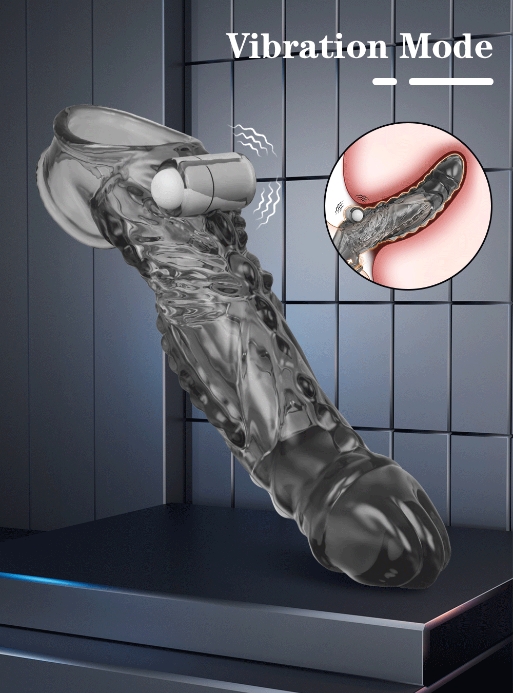 Vibrator Reusable Penis Sleeve Flexible Glans Penis Enlarger Extender Delay Ejaculation Cock Ring Adult Sex Toys for Men Couples