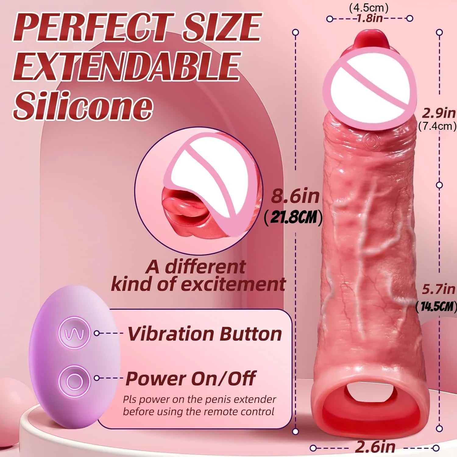Penis Sleeve Food Grade Silicone Penis Extender Delay Ejaculation Adult Sex Toy Couples Pleasure Reusable Condom Cock Dick Ring
