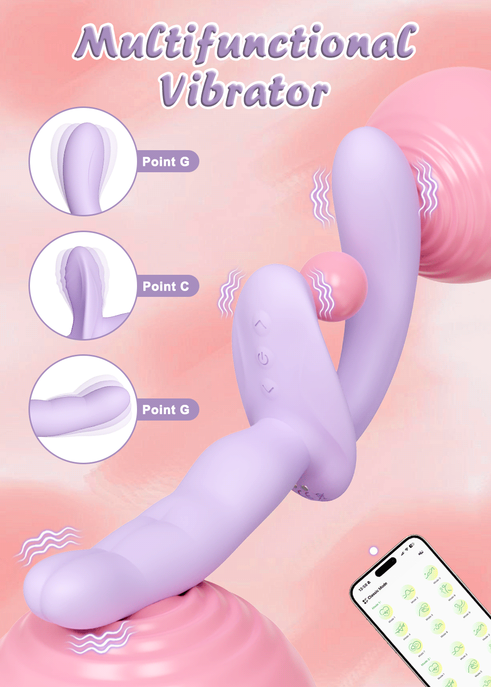 APP Control Double-Ended Vibrator for Women G-Spot Dildo Penis Removable Vagina Vibrating Adult Sex Toys for Lesbian Couples