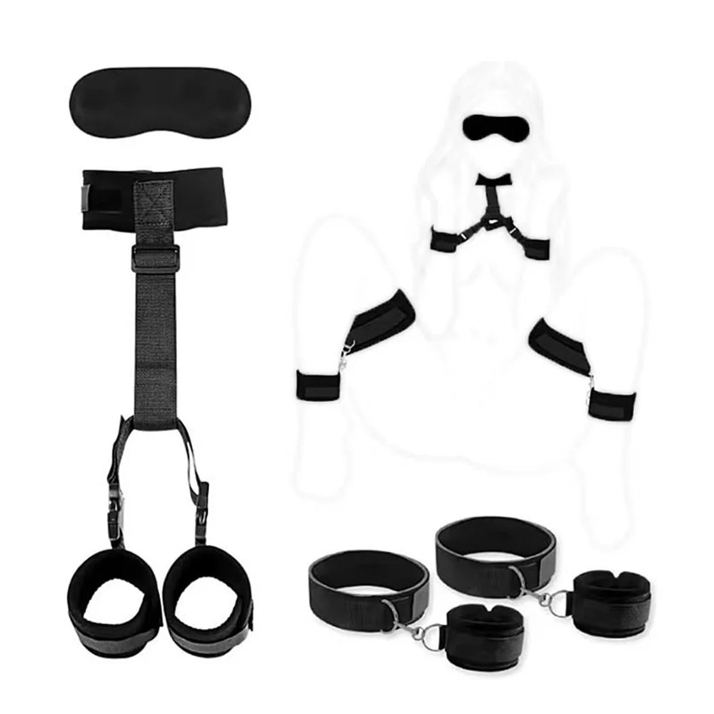 S&M Bed Bondage Ankle Collar Leather Restraint Set BDSM Bondage Kits Erotic Toy Handcuffs Adult Game Sex Toys For Women Couples