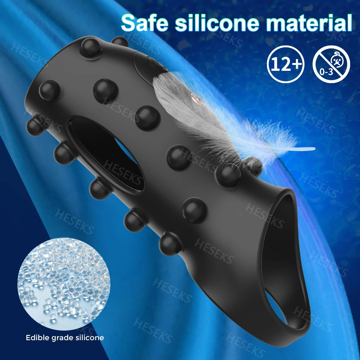 HESEKS Vibrator Penis Sleeve Cock Ring Extender for Penis Testicles G Spot Stimulation Couples Adult Sex Toys for Men Women 18+