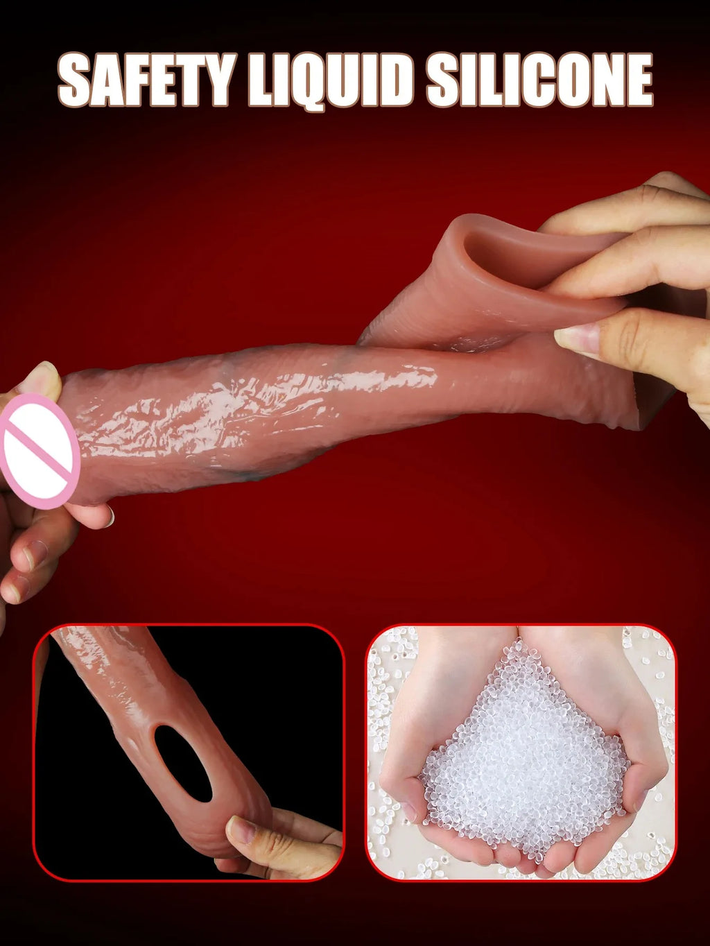 Penis Sleeve Food Grade Silicone Penis Extender Delay Ejaculation Adult Sex Toy Couples Pleasure Reusable Condom Cock Dick Ring