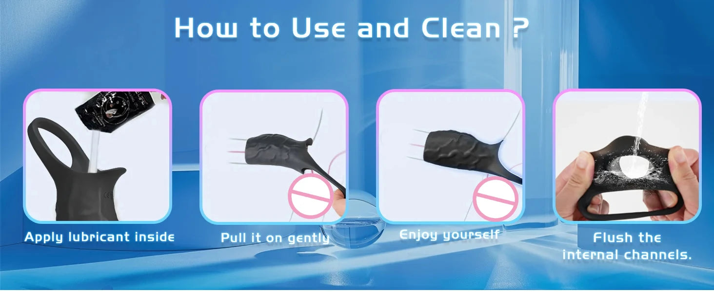 HESEKS Vibrator Penis Sleeve Cock Ring Extender for Penis Testicles G Spot Stimulation Couples Adult Sex Toys for Men Women 18+