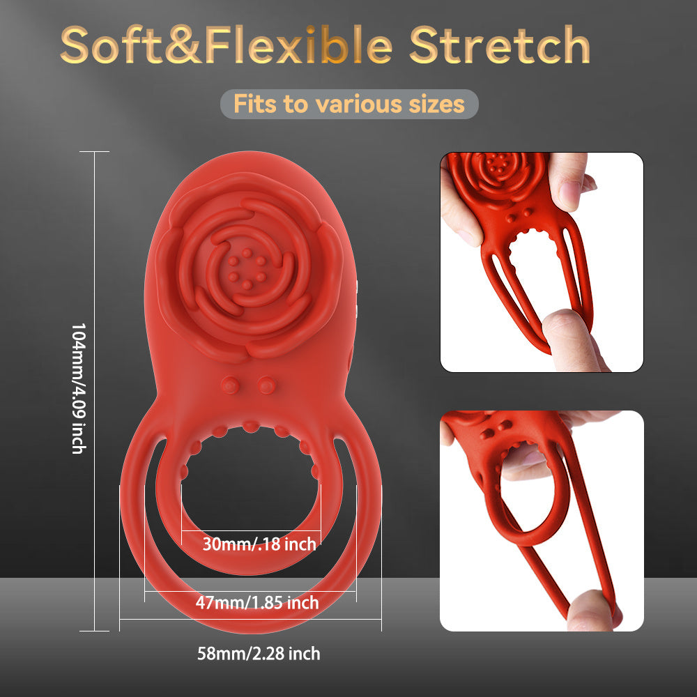 Vibrating Cock Ring Adult- Sex- Toys For Men, Silicone Penis- Ring With Rose Clitoral Vibrator- Couples Sex- Toys